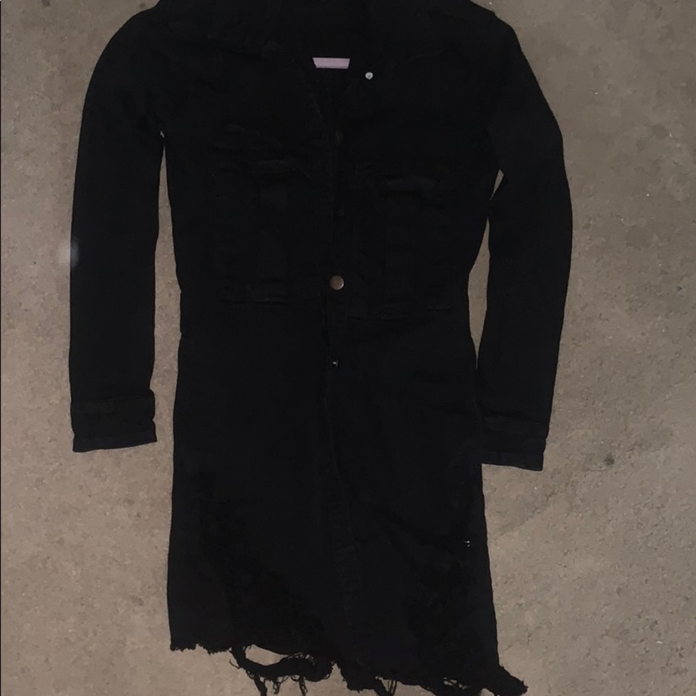 Black mini distress jean dress